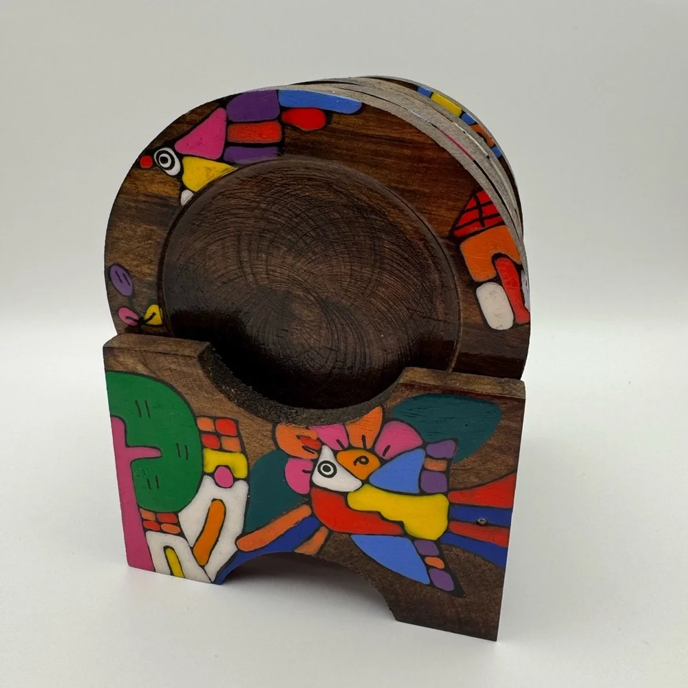 Colorful Wooden Coaster Set